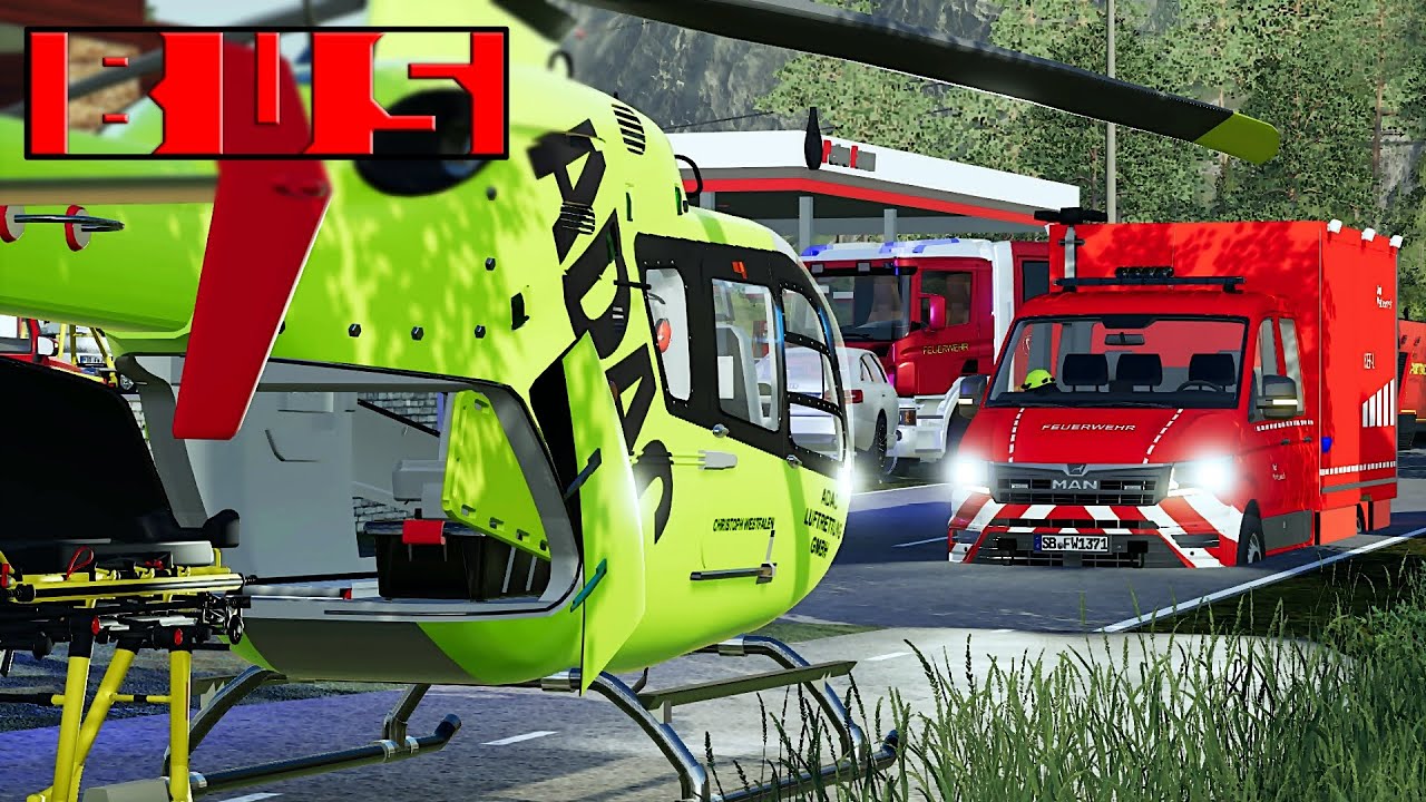 Schwerer Feuerwehrunfall: ADAC Rettungshubschrauber im Einsatz | LS19