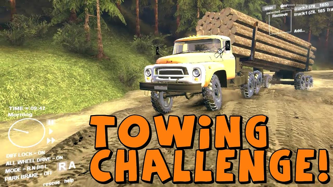 SpinTires | Off-Road Trailer Towing Challenge!