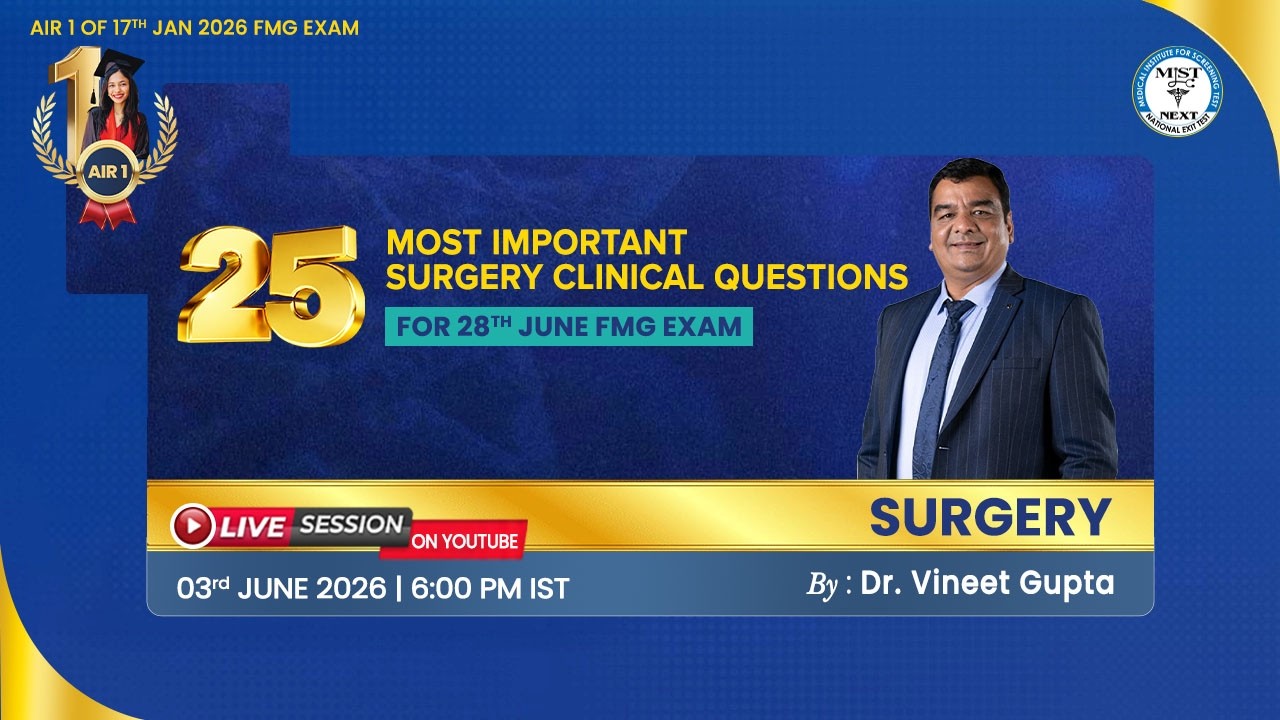 🚨 MIST Brings 25 Most Important Surgery Questions on June 3, 2026, for the June 28, 2026, FMG Exam