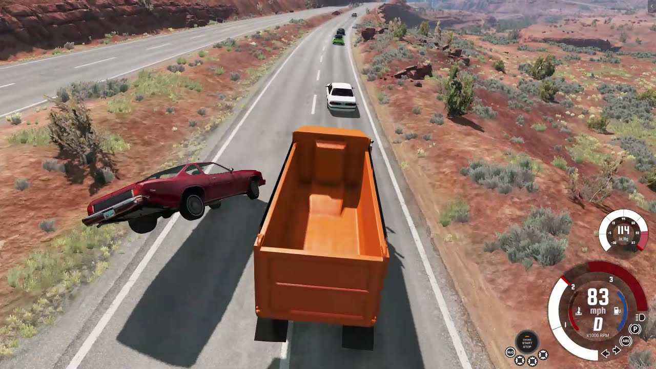 BeamNG.drive - Ramming vehicles with a truck and a plow