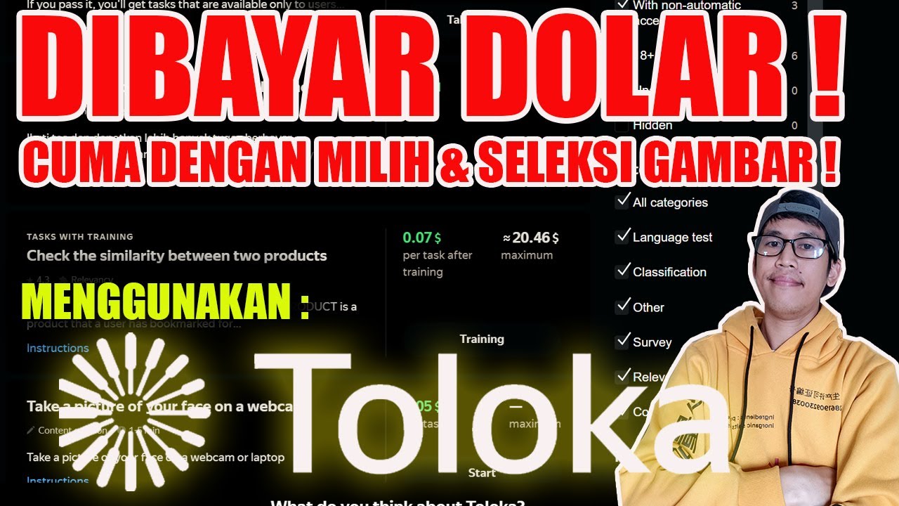 CARA MENGHASILKAN UANG DARI INTERNET CUMA DENGAN MILIH & SELEKSI GAMBAR MENGGUNAKAN TOLOKA