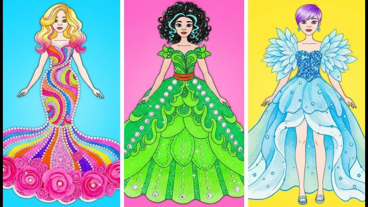 Мы сделали ПОТРЯСАЮЩИЕ платья для бумажных кукол! 👗👑 DIY показ мод