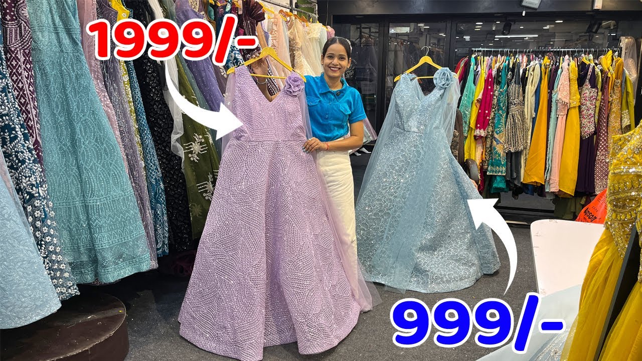 RS 999/- घर बैठे एक पीस Designer गाउन मँगवाए | Gown & Crop-Top Wholesale Market #Gown