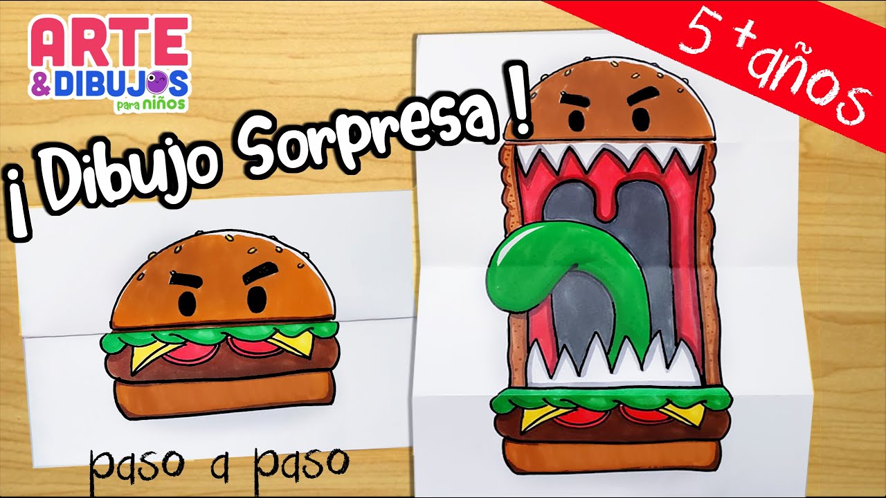 Como dibujar una HAMBURGUESA paso a paso | Dibujo f&aacute;cil de Hamburguesa | DIBUJO SORPRESA