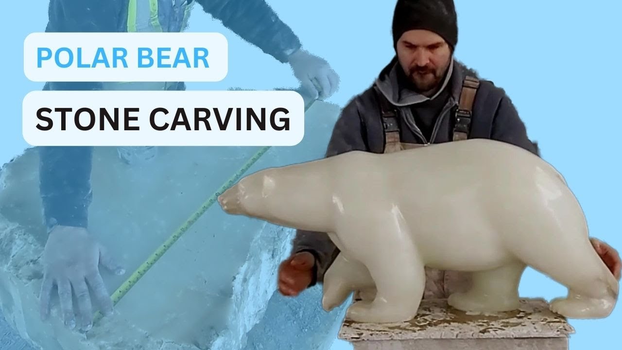 Carving A 500LB Slab of ALABASTER into A POLAR BEAR