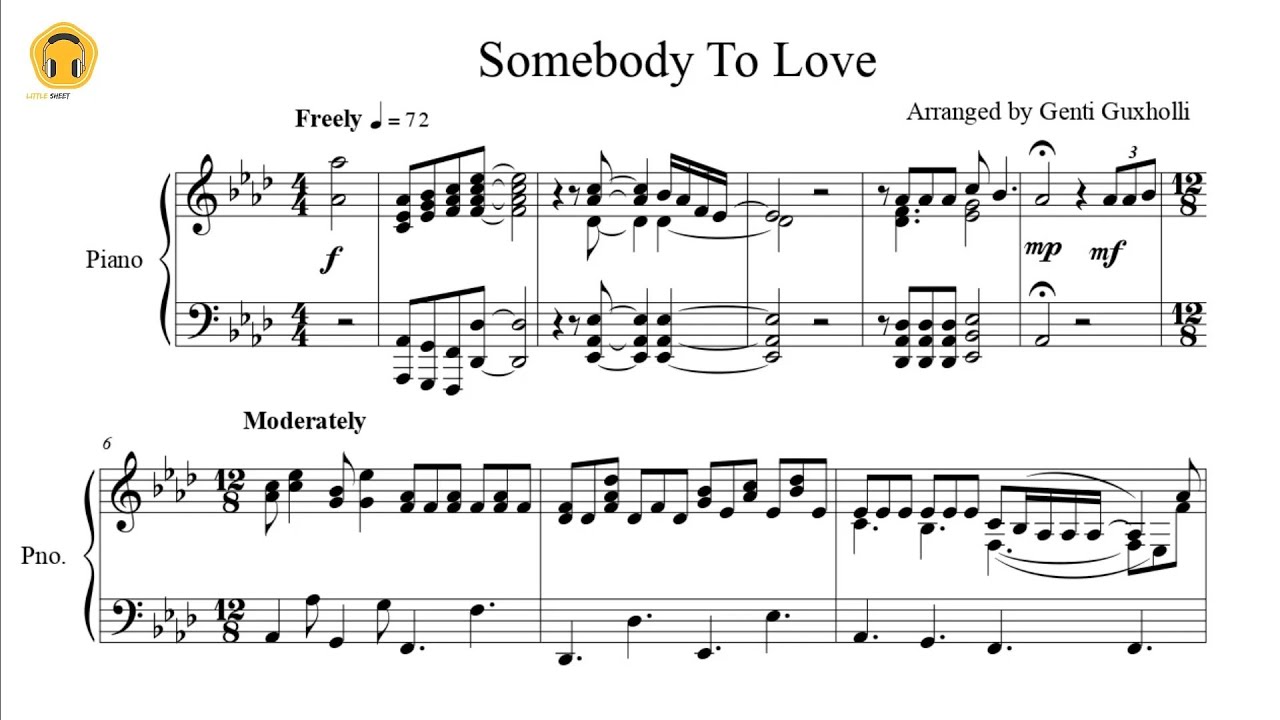 Somebody To Love by Queen (Piano Solo/Sheets)