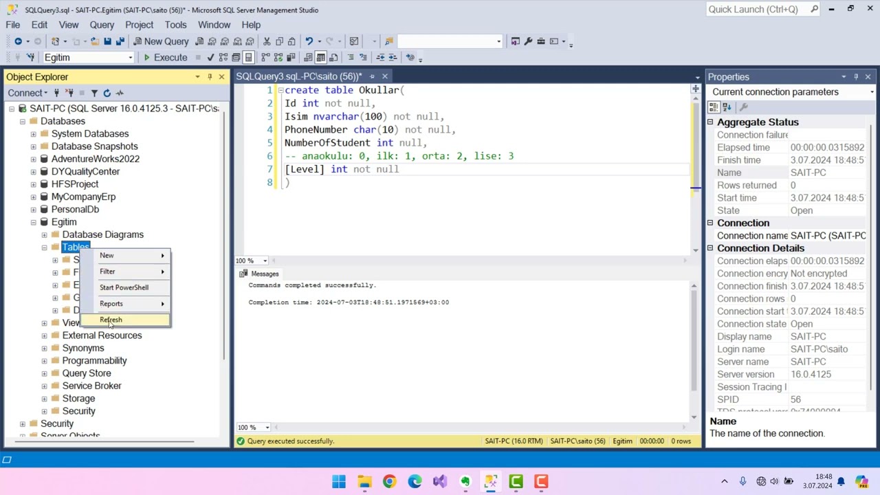 028 - SQL Server’da Tablo Oluşturma | Temeller ve T-SQL ile Uygulama