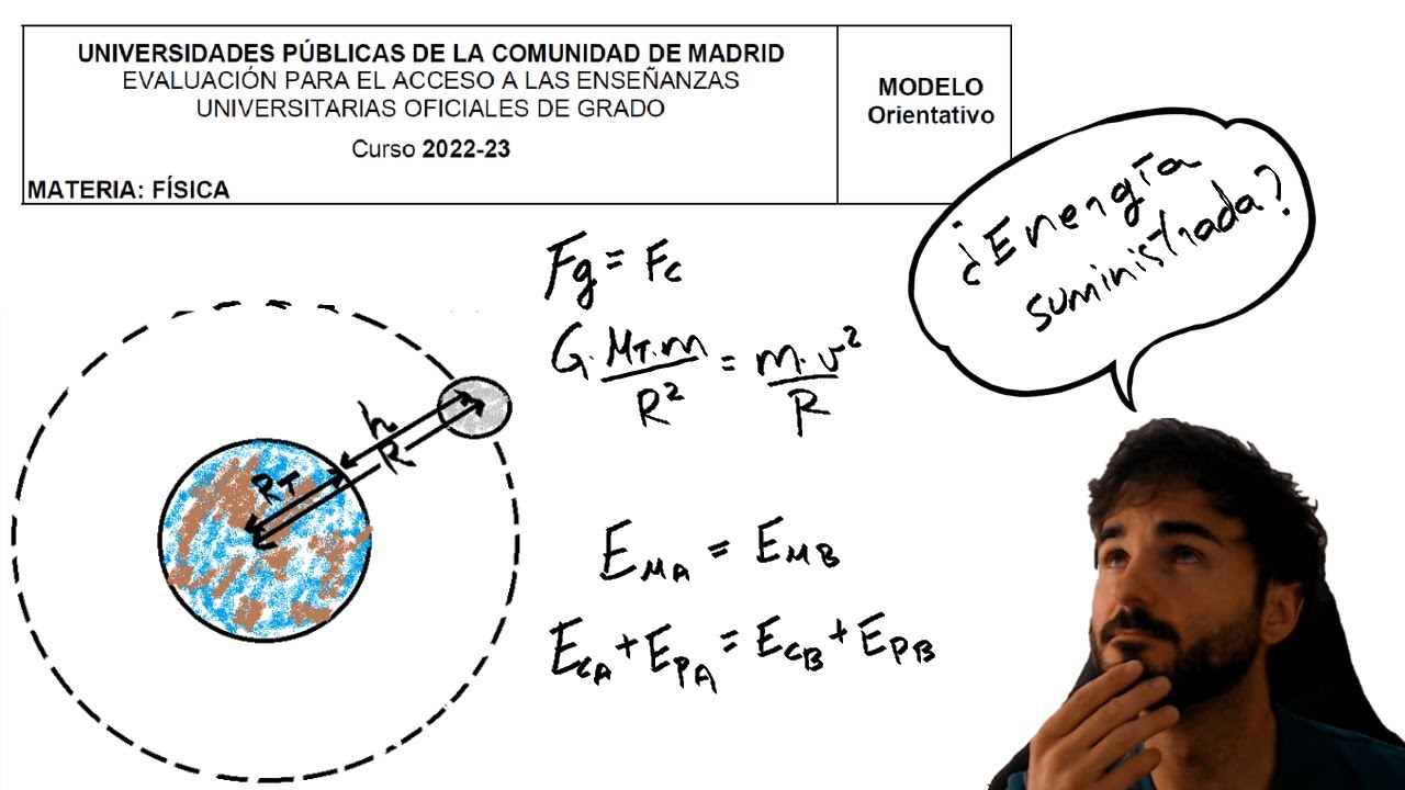 Ejercicio resuelto EVAU 2023 CAMPO GRAVITATORIO ENERGÍA VELOCIDAD - EVAU Física Madrid Modelo 2023
