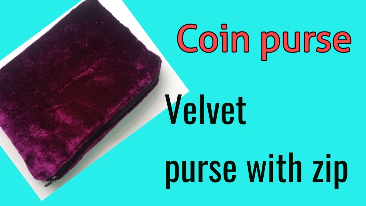 Velvet purse with zip/Zip pouch/Mini pouch/DIY