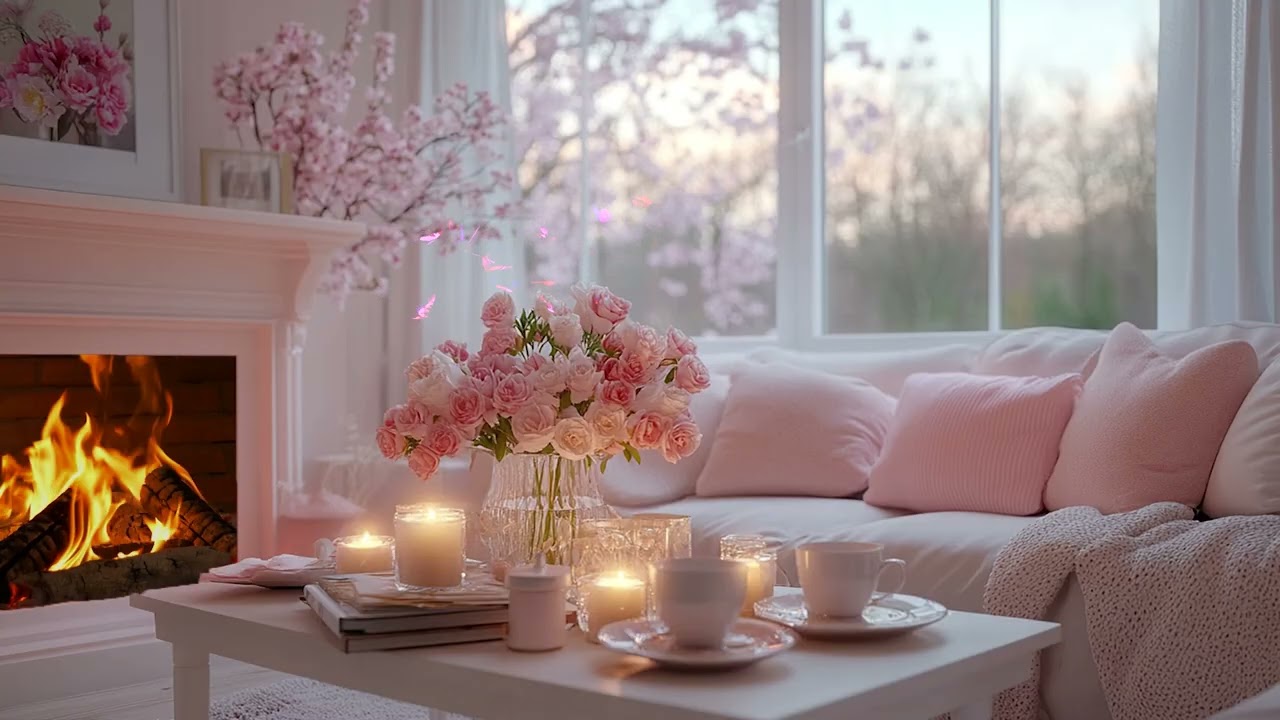 Soothing Piano and Crackling Fireplace - Cozy Ambience for Sleep and Stress Relief 🎵 Soft piano