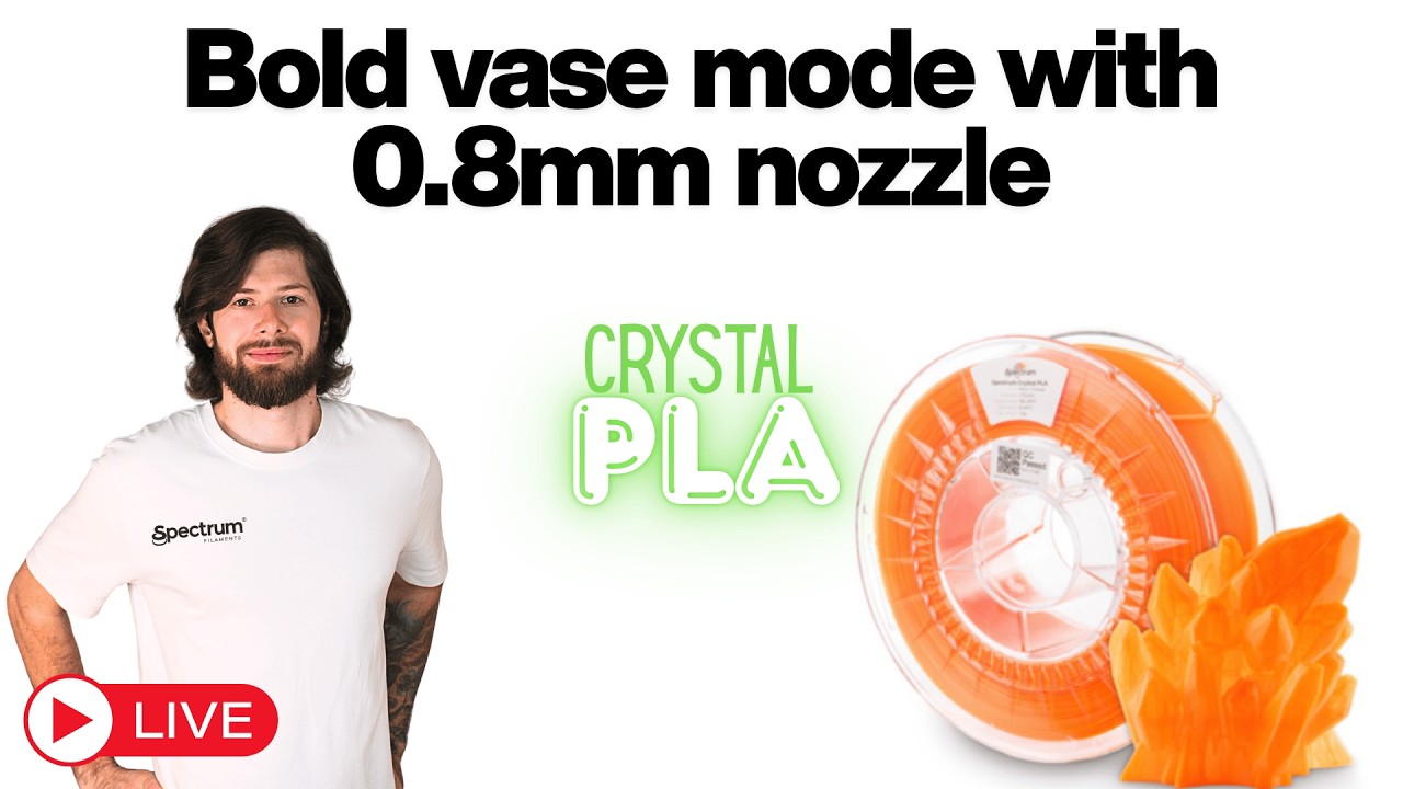 Let's print cool vase with Crystal PLA - Live Stream with Spectrum Filaments