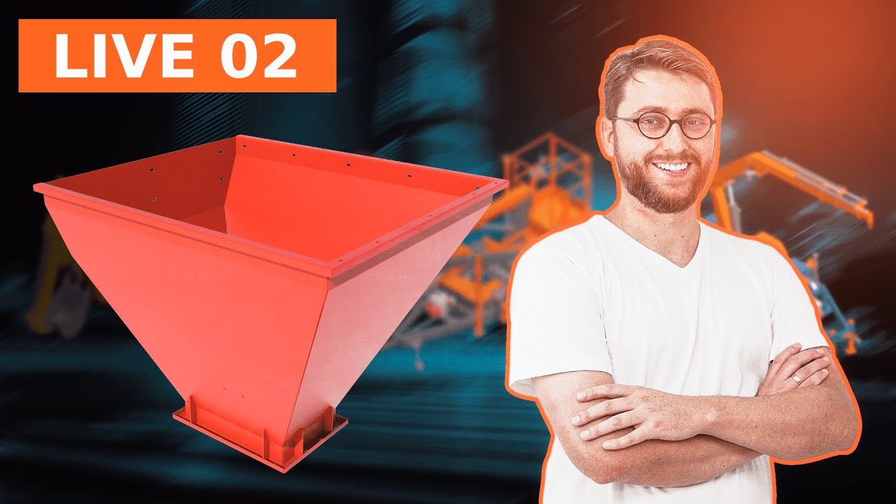 LIVE 02 - Como projetar funil de chapa met&aacute;lica (moega, tremonha ou silo) no SolidWorks