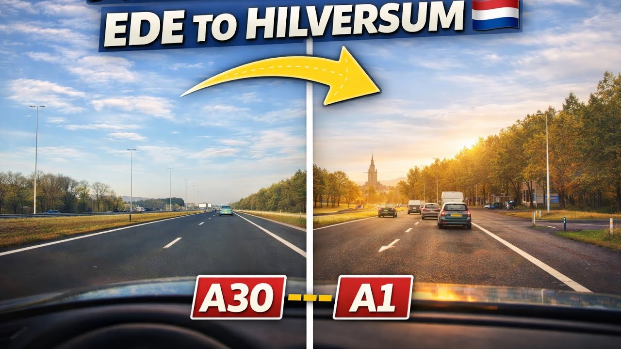 Peaceful Morning Drive from Ede to Hilversum 🇳🇱 | A30 & A1 POV
