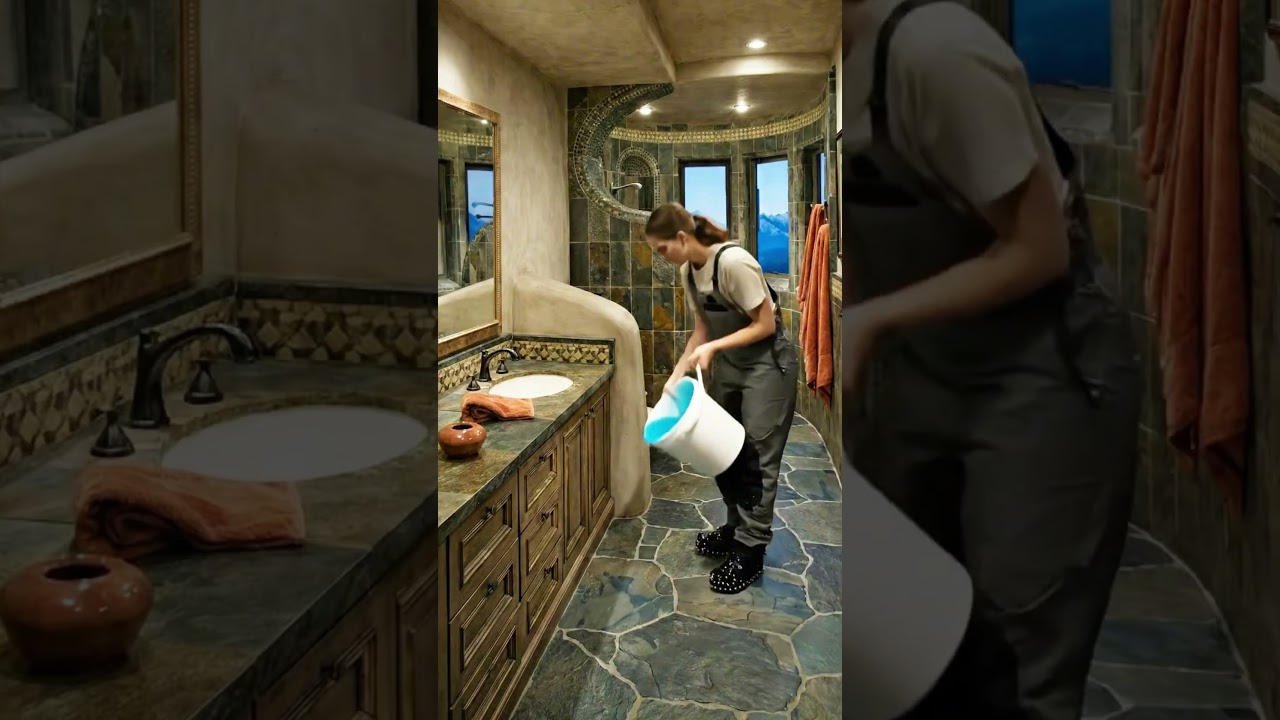 Small but amazing bathroom with epoxy flooring 