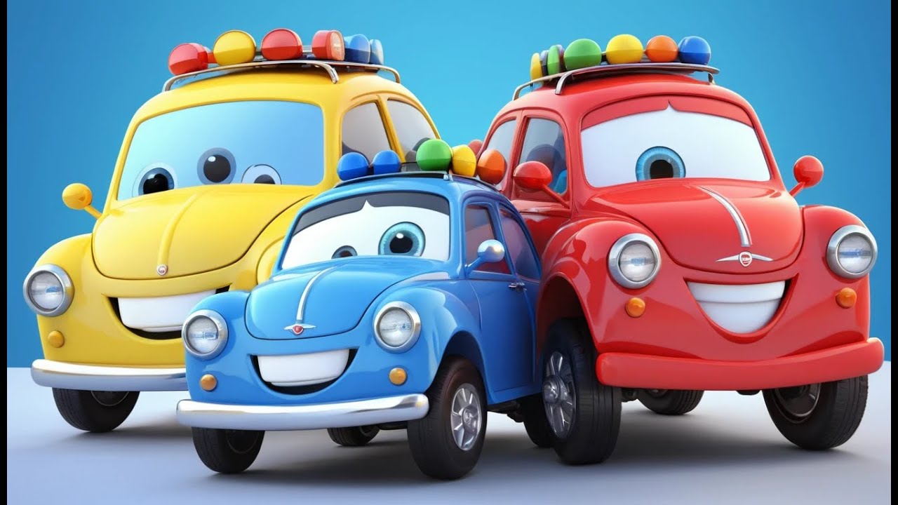 Drei kleine Piep Piep Piep Spielzeugautos | Autos zählen & Farben für Kinder