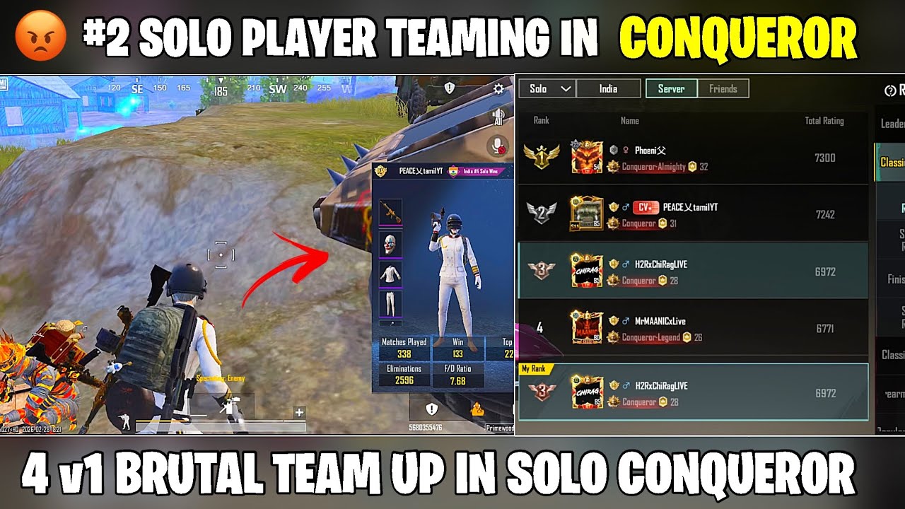 😤TEAM UP CONQUEROR PLAYERS EXPOSED IN SOLO CONQUEROR LOBBY || FAKE CONQUEROR RANK 1 SOLO CONQUEROR 