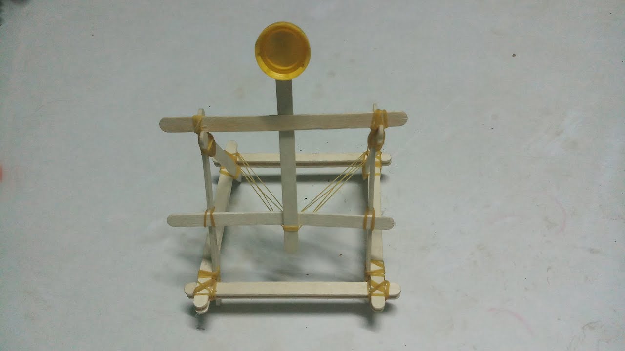 Cách Làm Máy Bắn Đá Mini đơn giản | How to Make a Popsicle Stick Catapult