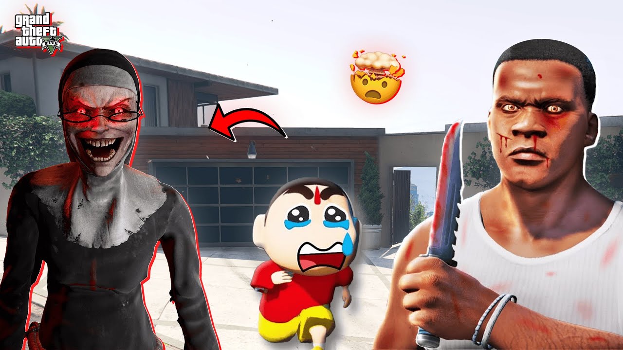 GTA5 : SHINCHAN AND FRANKLIN BECAME SUPERHERO TO ATTACK EVIL NUN