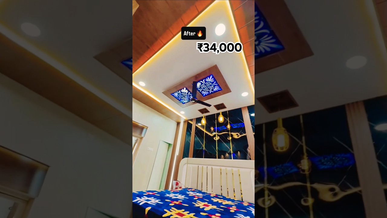 12x12 BEDROOM DESIGN Ideas WITH PVC PANEL&UV MARBLE SHEET#luxurydecor #viral  #shorts#ytshorts #pvc