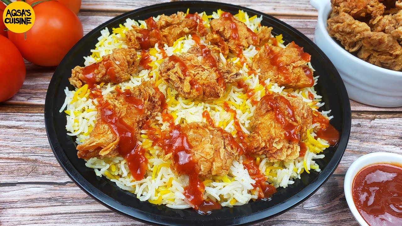 Kfc Rice & Spice Recipe by Aqsa's Cuisine, Popcorn Chicken, Arabian Rice, Fried Chicken Tenders