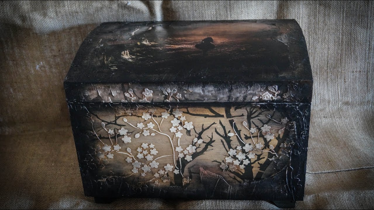 Decoupage Tutorial  Photocopy on Wooden Chest  - DIY Craft by Debi