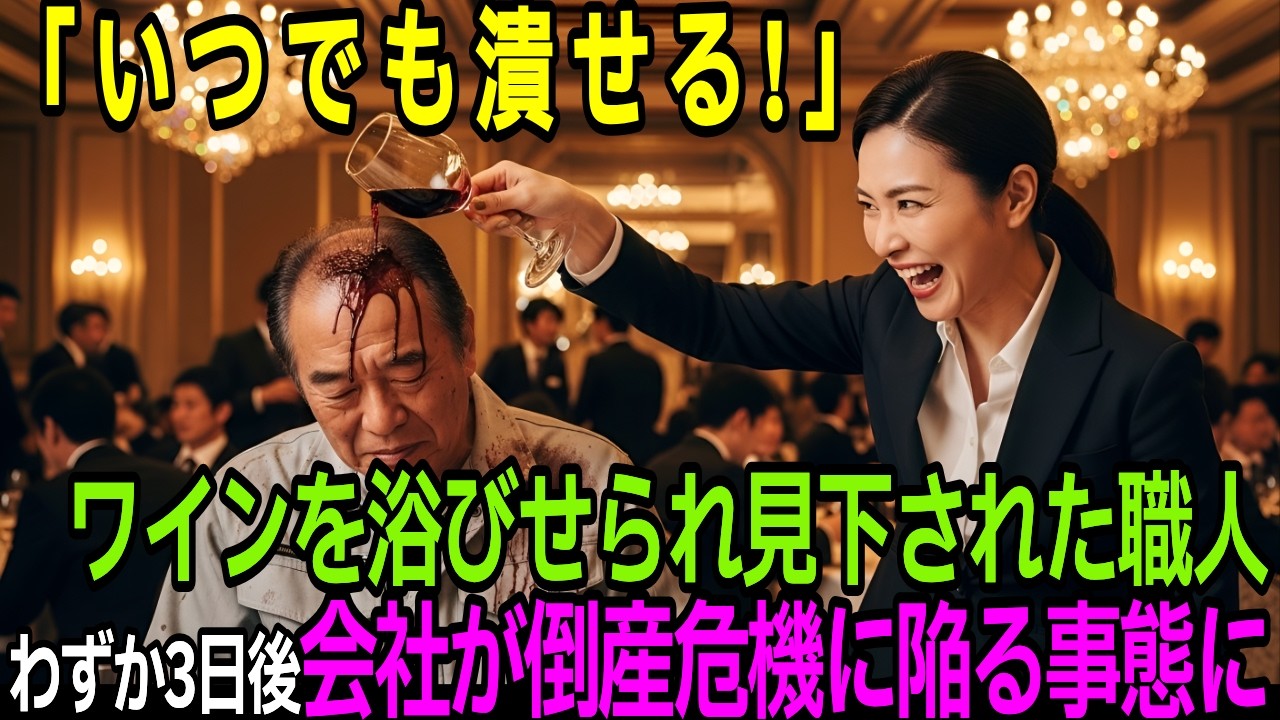 「いつでも潰せるのよ」と高齢職人にワインを浴びせ契約を破棄した女部長、わずか3日後「違約金を払ってもらいましょうか。」→部長「え？」【シニア】【感動する話】【朗読】