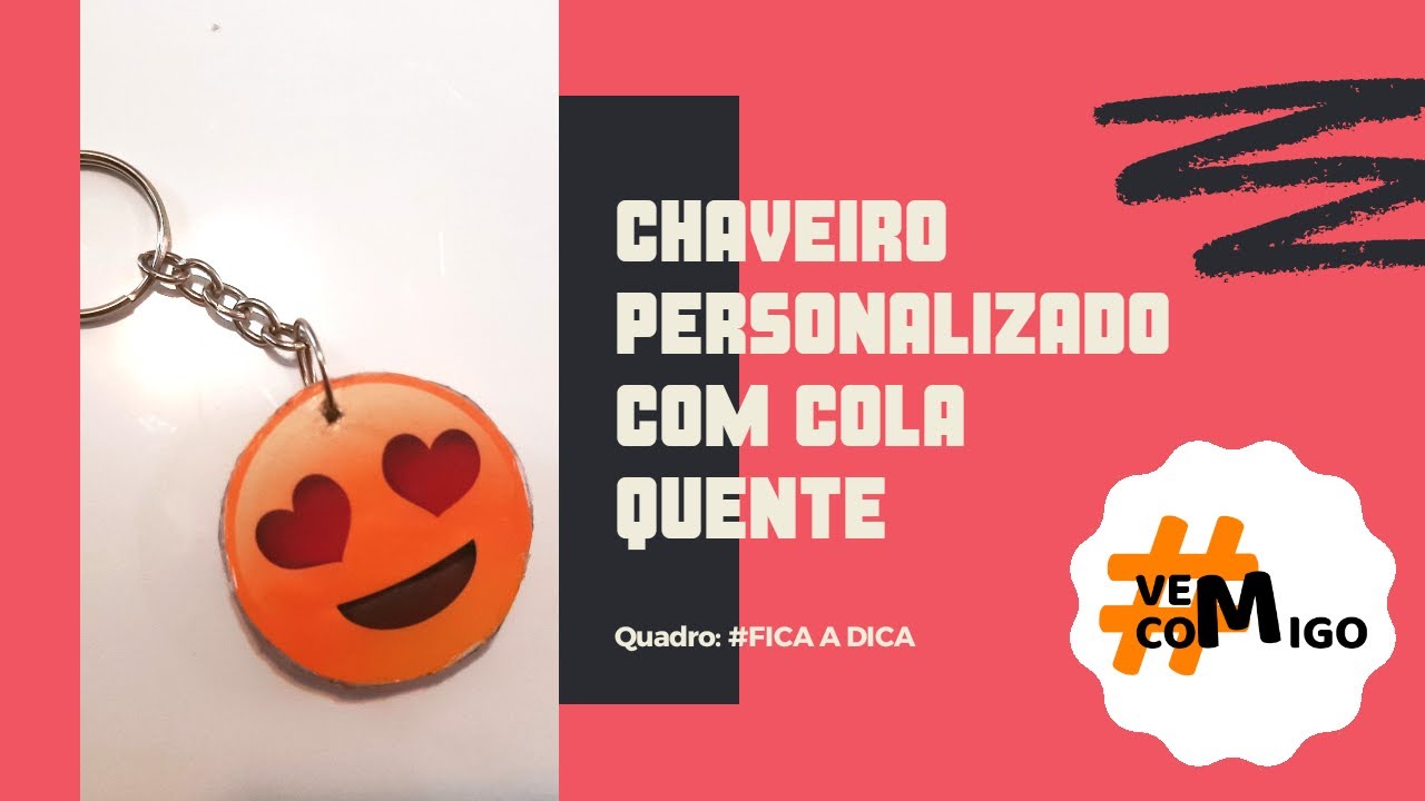 Chaveiro de cola quente. Barato e fácil de fazer. #VEMCOMIGO