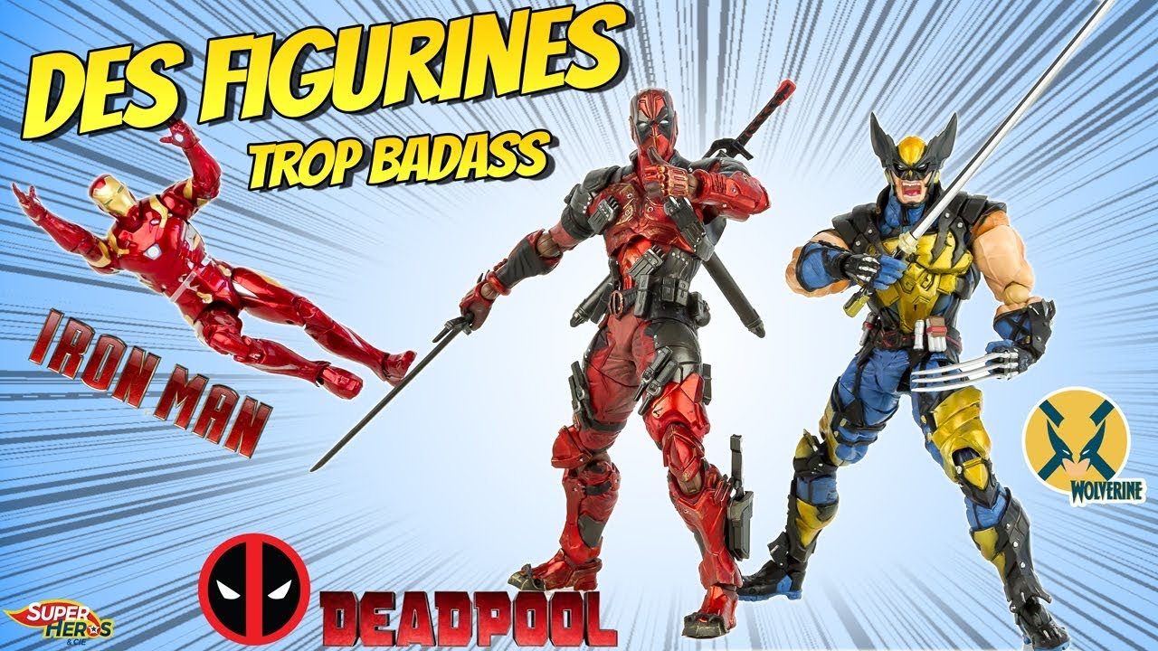 Des Figurines Marvel de Deadpool Wolverine et Iron Man hyper détaillées Play Arts Jouets Unboxing
