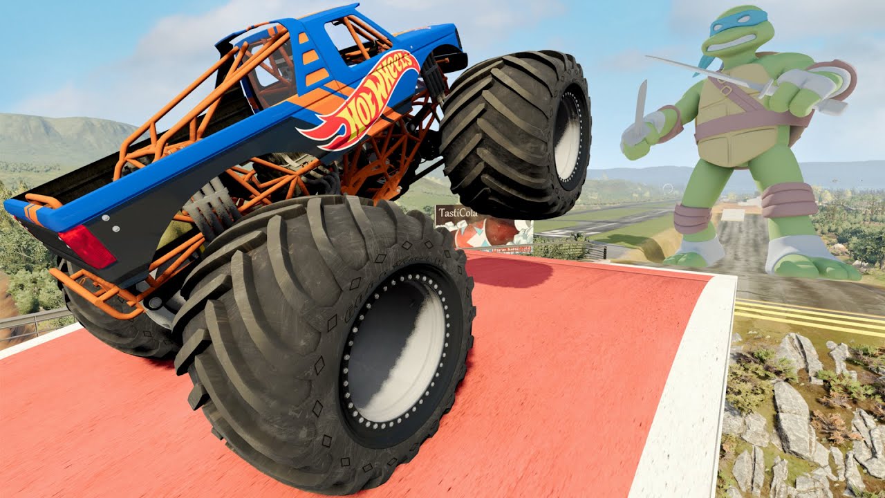 Monster Truck Crashes #11 - Trucks vs Teenage Mutant Ninja Turtles | BeamNG Drive