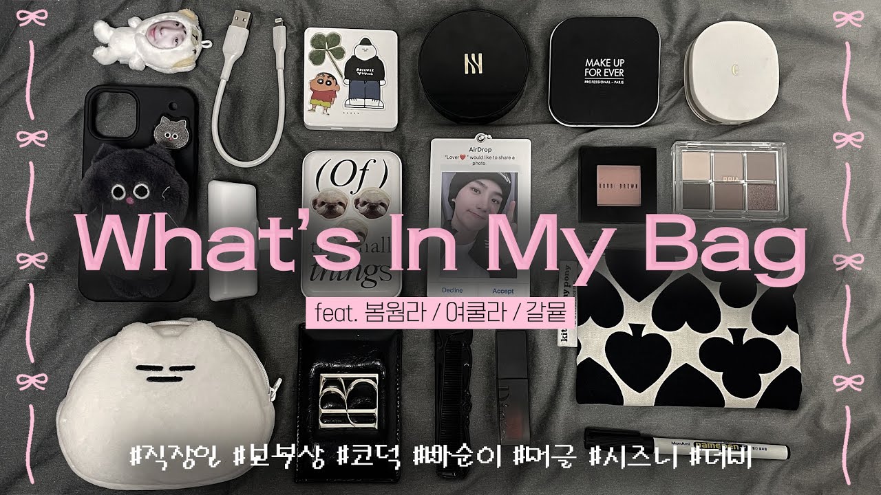 what's in my bag?👜 | 친구들과 파우치👛 털기 | 봄웜라 INFP & 여쿨라 ESTJ & 갈뮽 INFJ | 시즈니와 더비