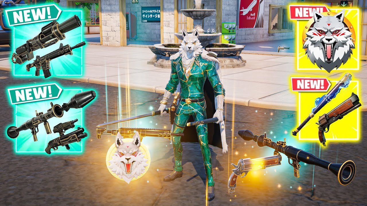 MARBLED GREEN FLETCHER KANE vs ALL MYTHICS AND EXOTIC GUNS IN FORTNITE ( NEW! Fortnite Chapter 6 )