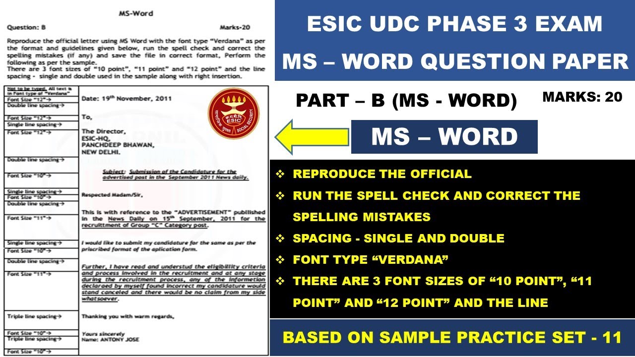 CSIR CPT PREVIOUS YEAR QUESTION PAPER PDF SKILL TEST MS WORD SET 11 COMPUTER SKILL MS WORD QUESTION