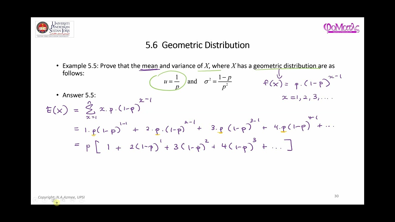 What is E(X) when X is a Geometric Random Variable?