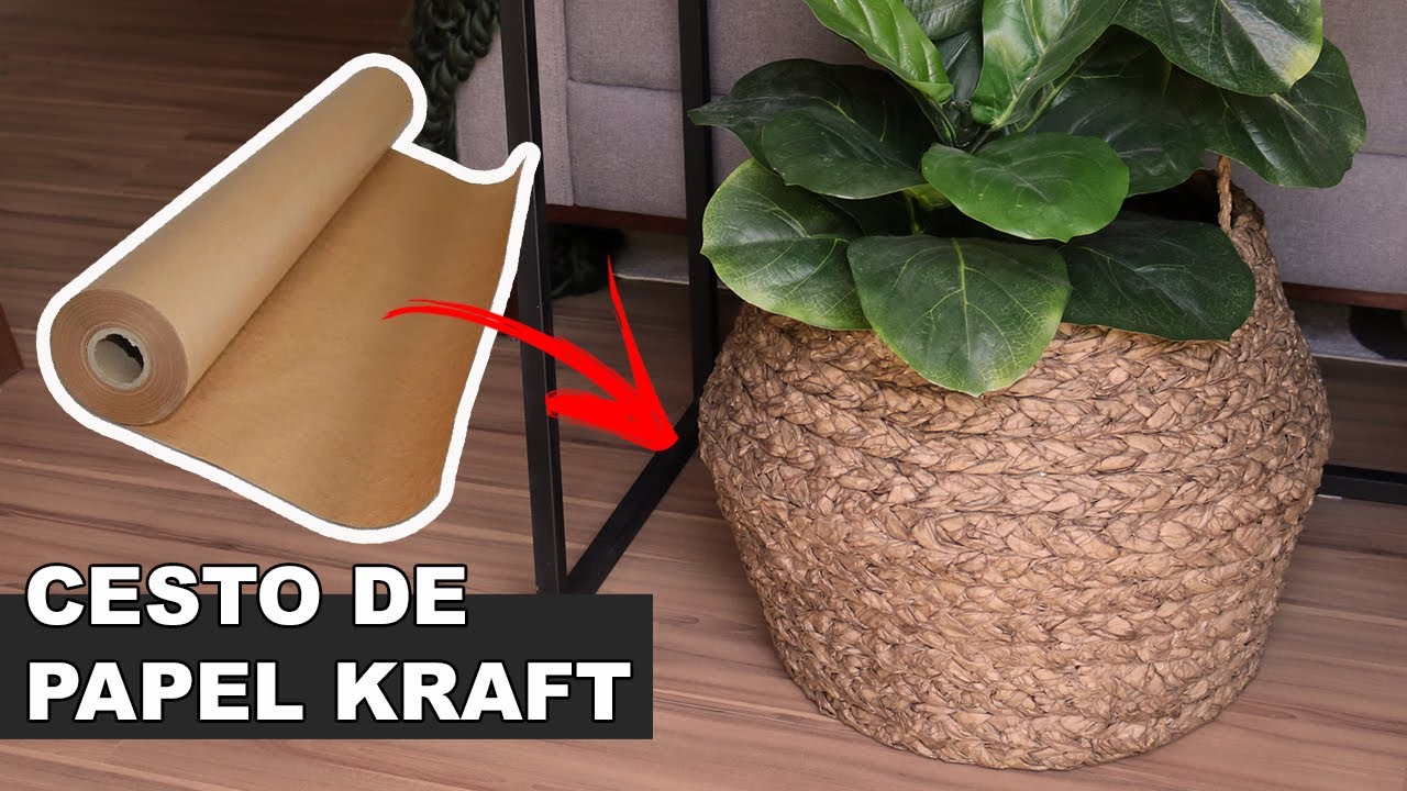 COMO FAZER UM LINDO CESTO USANDO PAPEL KRAFT E PAPELÃO | DECORAÇÃO BAIXO CUSTO COM CARA DE LOJA