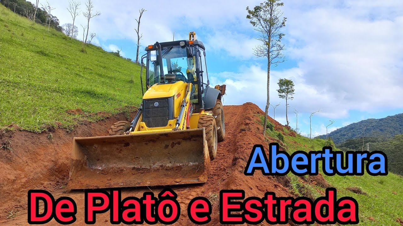 Abertura de Platô e Estrada com retroescavadeira New Holland b95b. #retroescavadeira