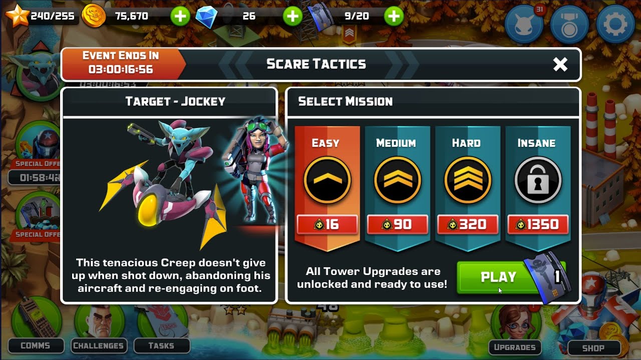 Scare Tatics - Alien Creeps TD - Easy - Medium - Hard - Latest Update 2021