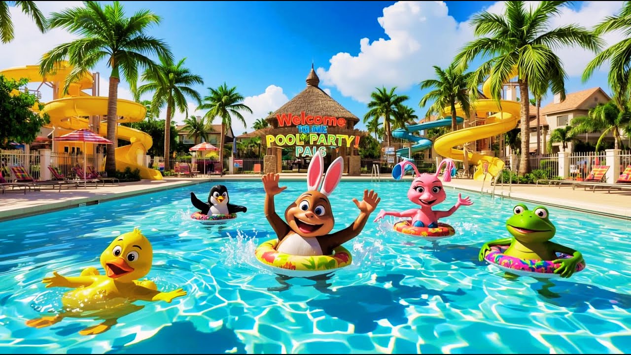 Pool Party Pals 🐧🦩🐸 | Fun Summer Animal Song for Kids | TiggyToon Original
