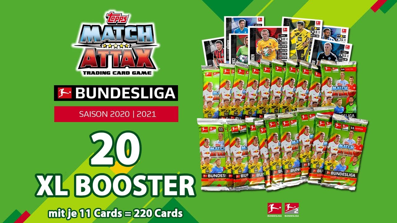 TOPPS Bundesliga Match Attax 2020/21 - 20 XL Booster mit je 11 Cards (220 Cards)