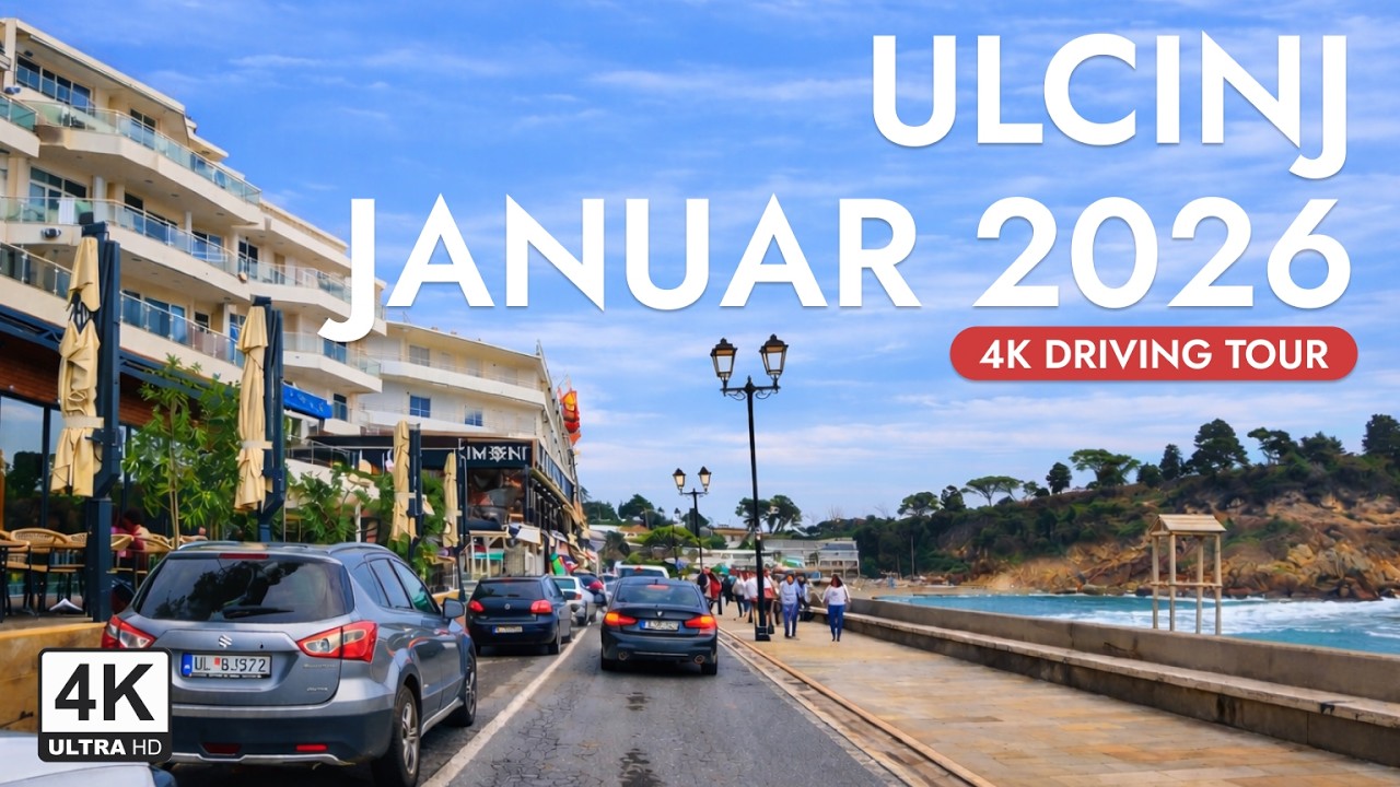 Ulcinj 2026, 4K Vožnja | Jaka južina i ogromni talasi (Driving Tour), Ulqini 2026