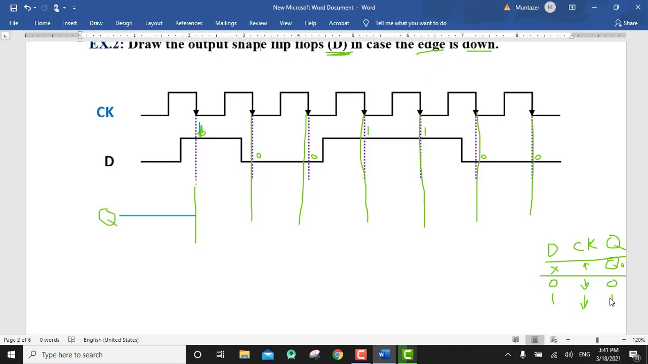 شرح مثال لقلاب من نوع D و T رقم 2 و 3  | Examples | T flip-flops | D flip-flops