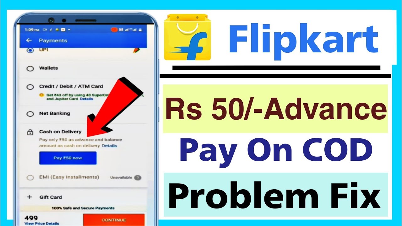 flipkart 50 rupees advance pay | cash on delivery lock | flipkart cash on delivery advance pay fix