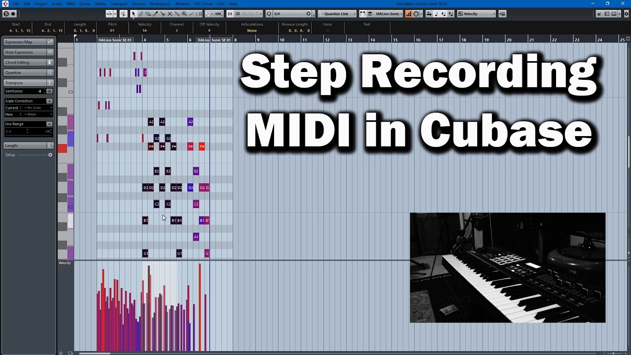 Step Recording MIDI in Cubase Tutorial