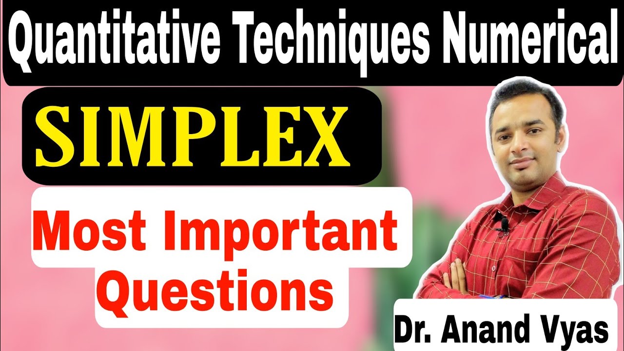 simplex method in operation research | QTM Numerical Question | LPP Question