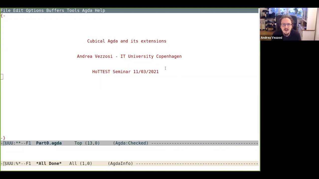 Andrea Vezzosi, Cubical Agda and its extensions