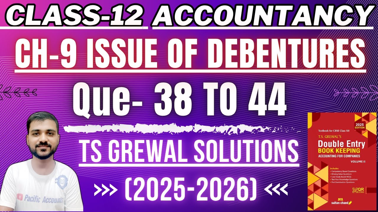 CH 9 ISSUE OF DEBENTURES CLASS 12 | TS GREWAL | Q 38-44|INTEREST OF DEBENTURES|PREMIUM ON REDEMPTION