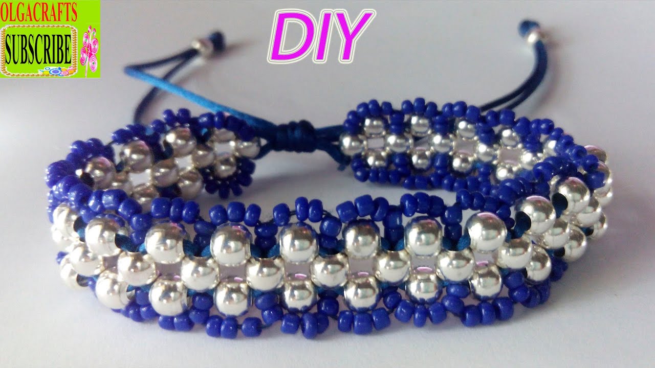 Как сделать браслеты с бисером и кружевами и нити. поделок Crafts учебник