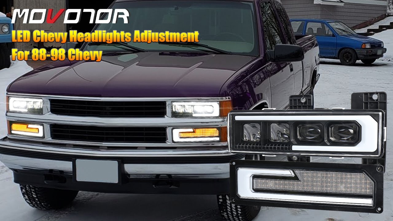 How To Adjust  MOVOTOR LED  Headlights Light Beam For 1988-1998 Chevy