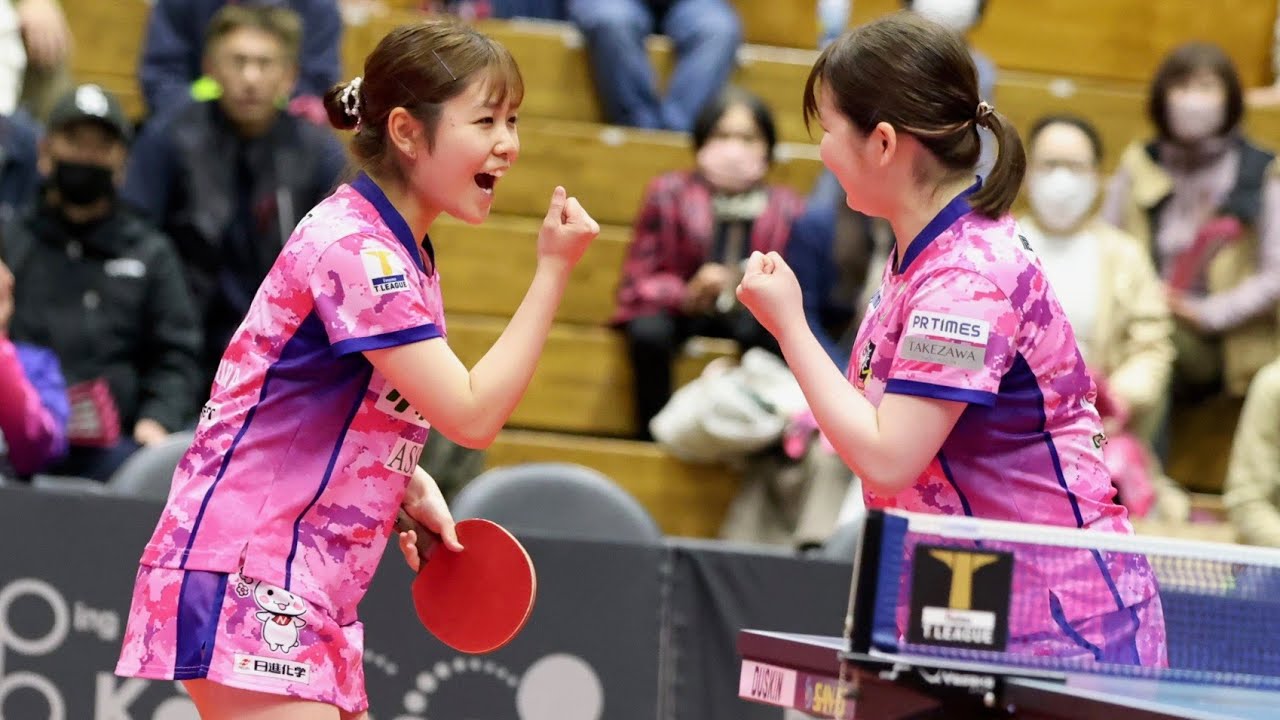 梅村優香 塩見真希 vs 長﨑美柚 張本美和 TBESTGAME 九州アスティーダ vs 木下アビエル神奈川 ノジマTリーグ2024-2025 3月02日(日) 福岡市民体育館【卓球 Tリーグ公式】