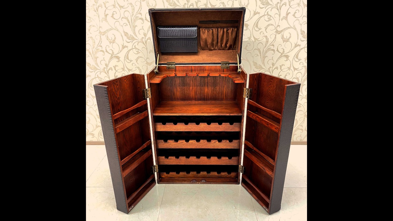 ビンテージ クロコダイル調 合皮 日本 ワイン収納 ワインキャビネット [ Antique and Reuse Fynd]  FYND-0002310 【Fynd 商品動画】