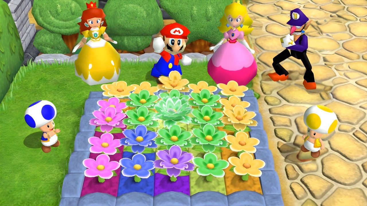 [Эпический эпизод] Битва в саду в Mario Party 9! Марио N64 против Пич N64 против Дейзи N64 против...